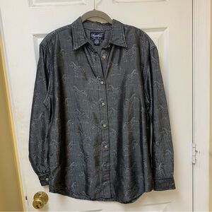 Angelique's Atelier Gray Long Sleeve Notched Collar Shirt